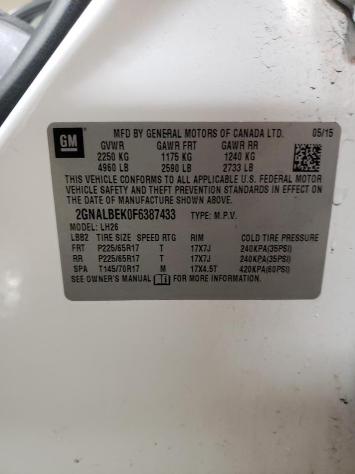 2GNALBEK0F6387433 2015 Chevrolet Equinox Lt