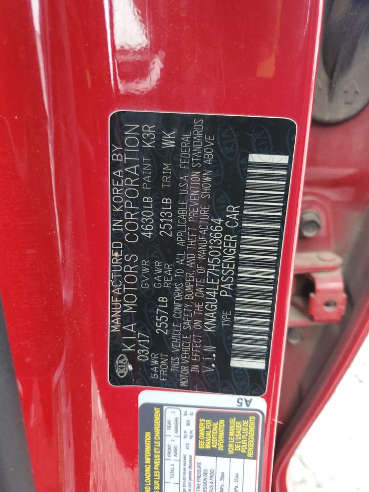 KNAGU4LE7H5013664 2017 Kia Optima Hybrid