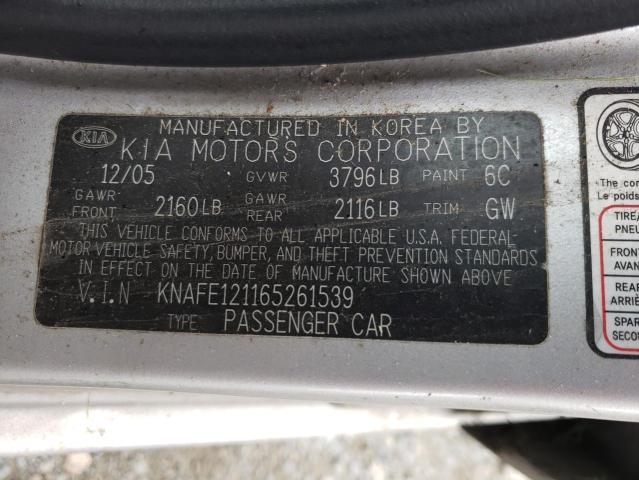 KNAFE121165261539 2006 Kia Spectra Lx