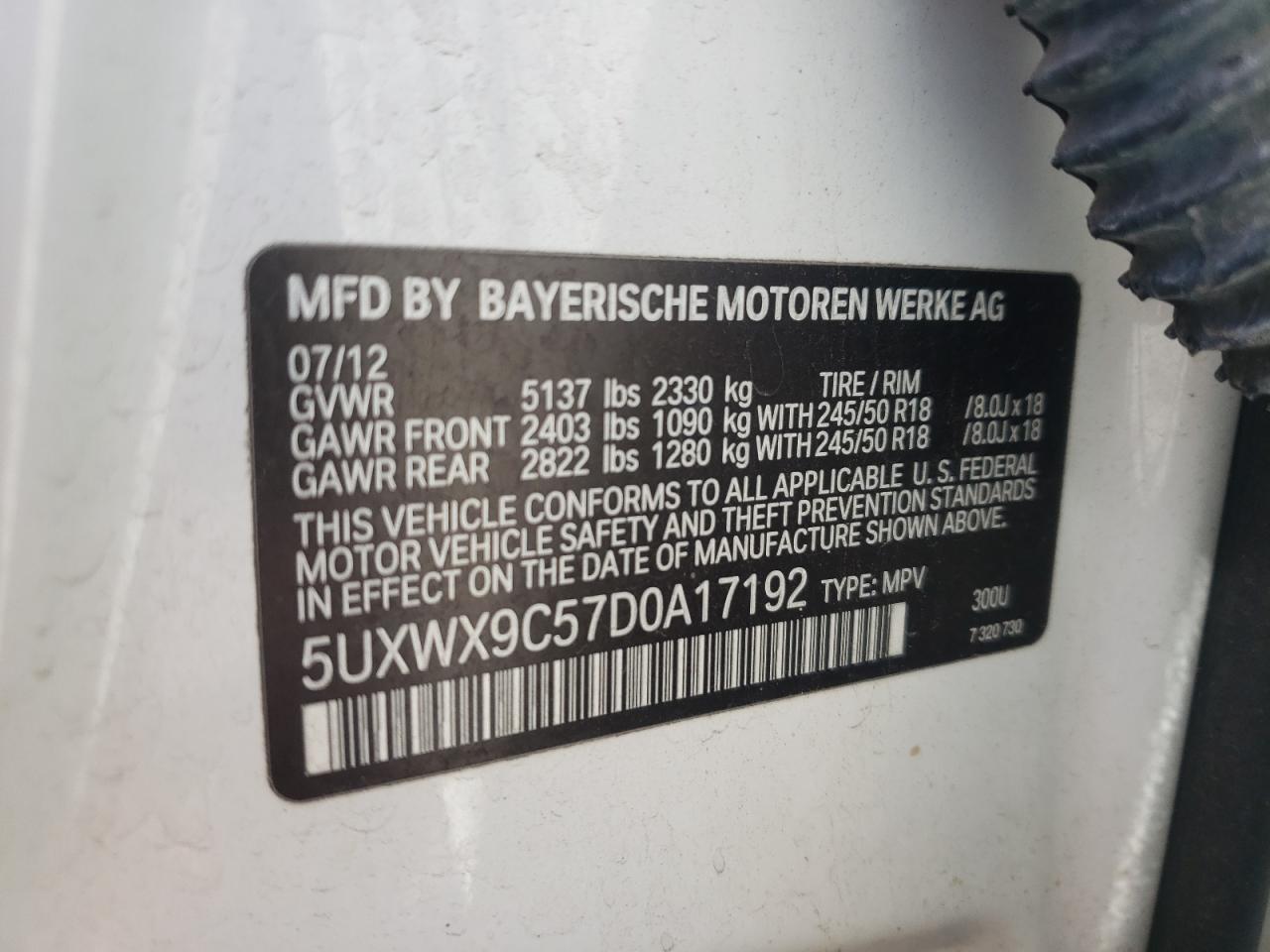 5UXWX9C57D0A17192 2013 BMW X3 xDrive28I