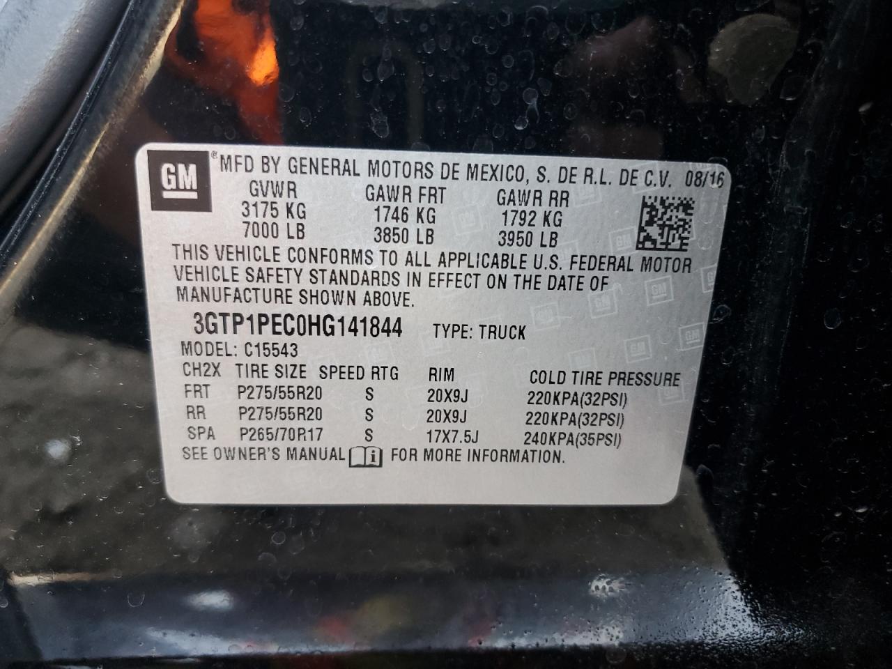 3GTP1PEC0HG141844 2017 GMC Sierra C1500 Denali