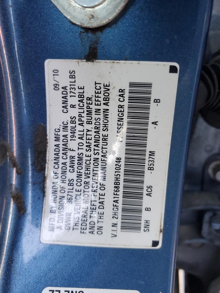 2HGFA1F68BH510248 2011 Honda Civic Lx-S