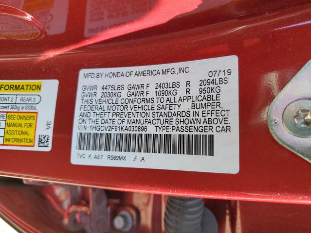 2019 HONDA ACCORD TOU - 1HGCV2F91KA030896