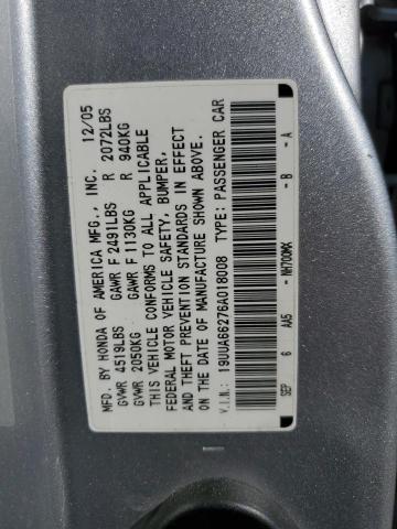 2006 Acura 3.2Tl VIN: 19UUA66276A018008 Lot: 47502294