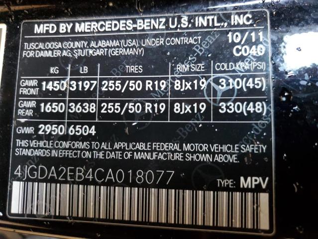 4JGDA2EB4CA018077 2012 Mercedes-Benz Ml 350 Bluetec