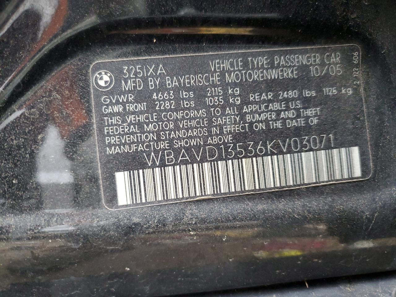 WBAVD13536KV03071 2006 BMW 325 Xi