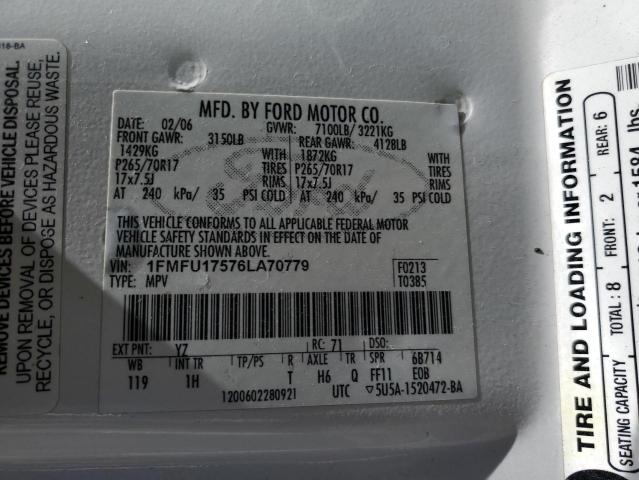 2006 Ford Expedition Eddie Bauer VIN: 1FMFU17576LA70779 Lot: 47828264