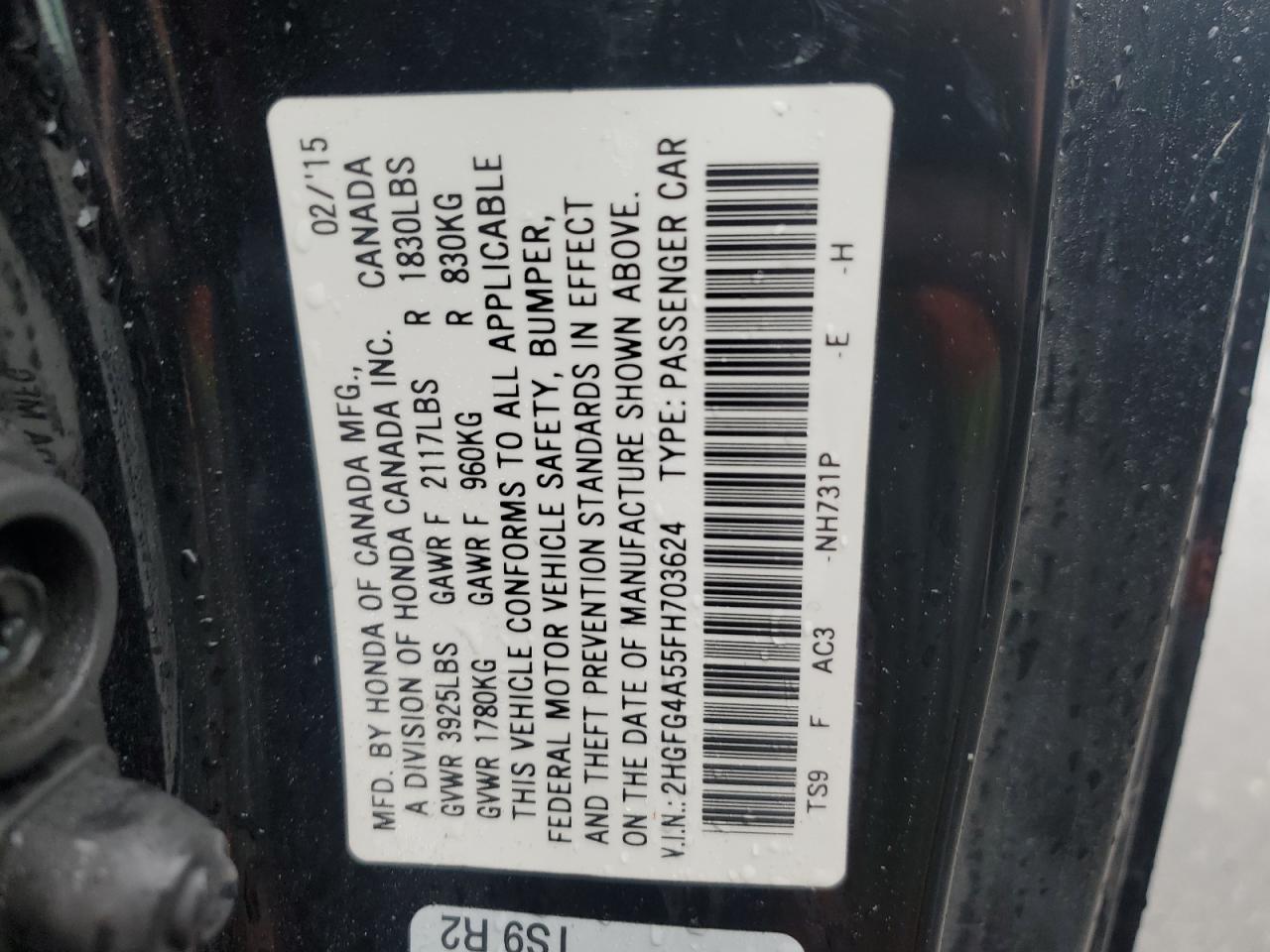 2015 Honda Civic Si vin: 2HGFG4A55FH703624