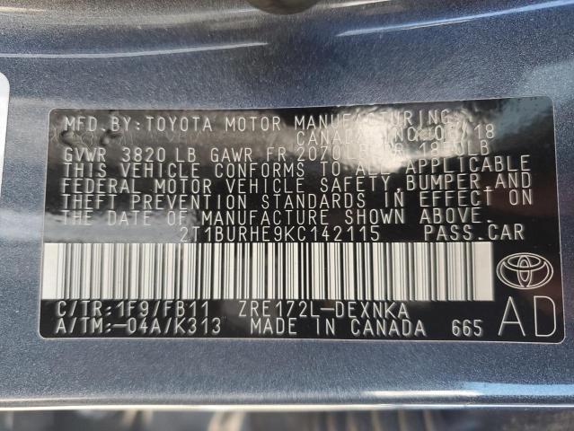 2019 TOYOTA COROLLA L - 2T1BURHE9KC142115