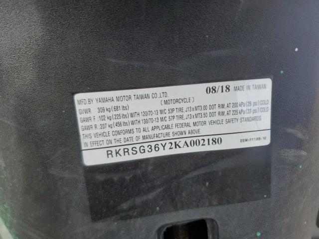 2019 YAMAHA XC155 RKRSG36Y2KA002180
