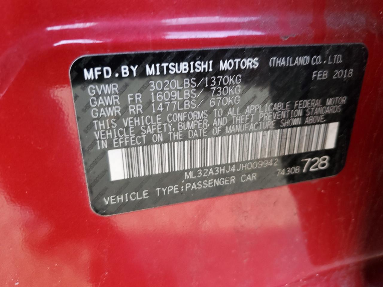 ML32A3HJ4JH009942 2018 Mitsubishi Mirage Es