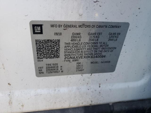 2019 Chevrolet Equinox Lt VIN: 2GNAXVEX0K6140084 Lot: 47906384