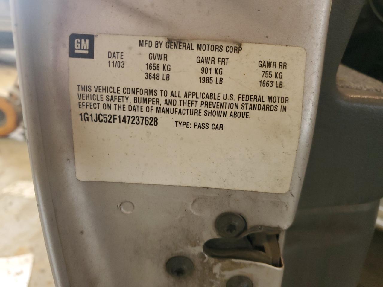 1G1JC52F147237628 2004 Chevrolet Cavalier