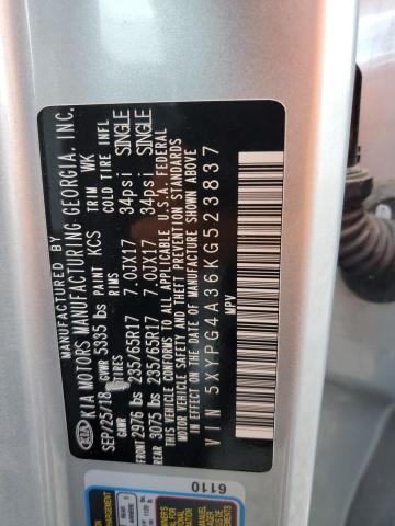 2019 KIA SORENTO 5XYPG4A36KG523837