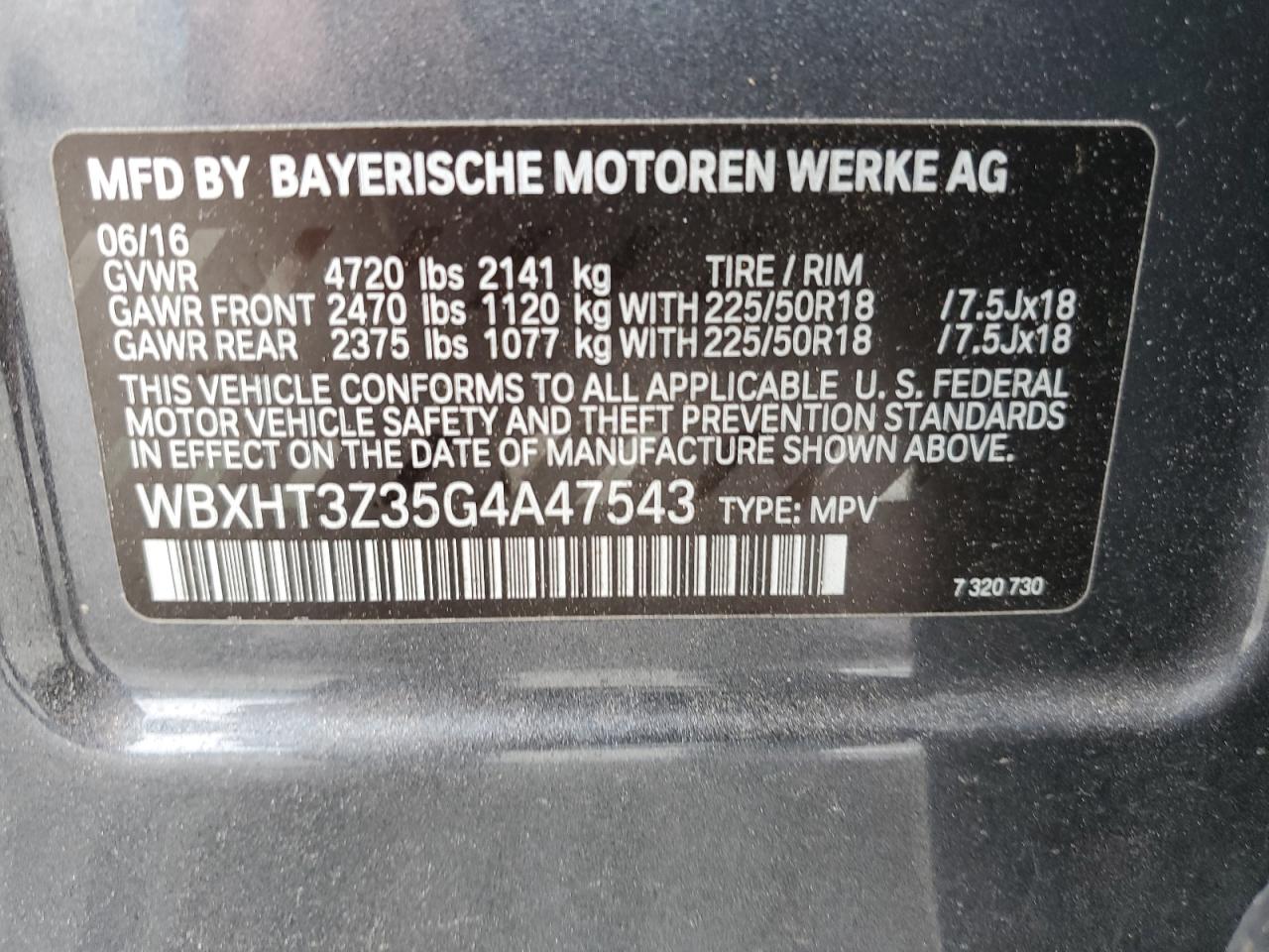 WBXHT3Z35G4A47543 2016 BMW X1 xDrive28I