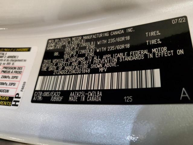 2022 LEXUS NX 250 2T2ADCEZ5NC001848