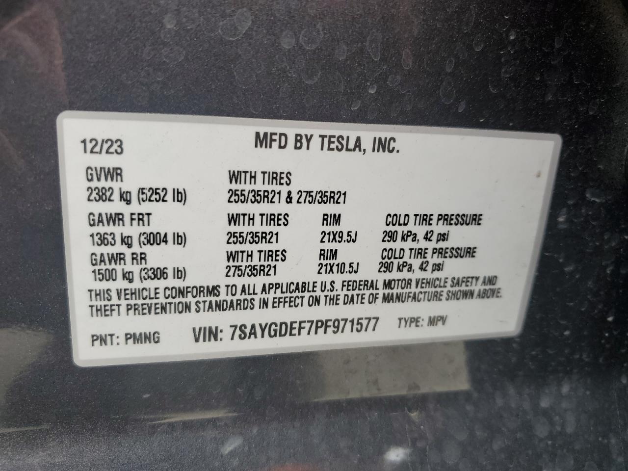 7SAYGDEF7PF971577 2023 Tesla Model Y