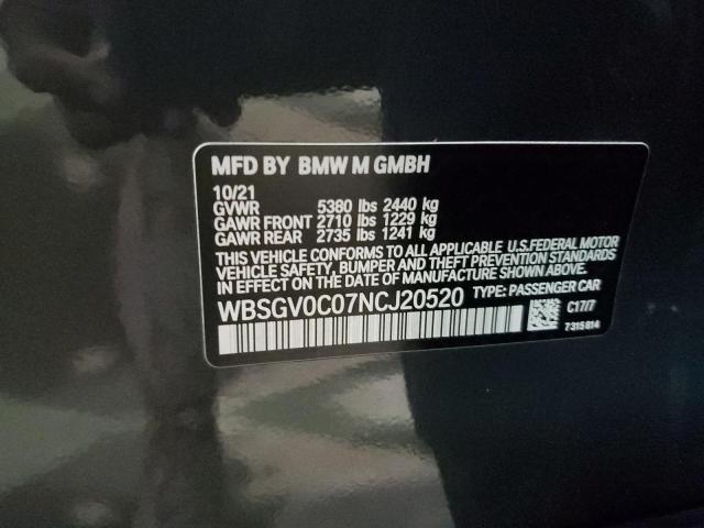 2022 BMW M8 VIN: WBSGV0C07NCJ20520 Lot: 43480514