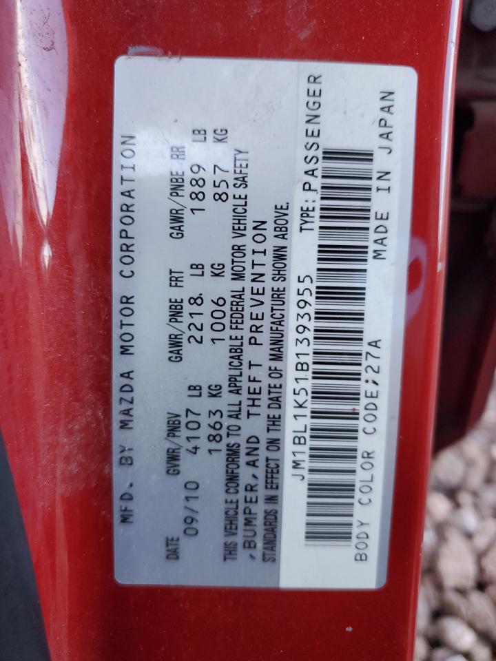 JM1BL1K51B1393955 2011 Mazda 3 S