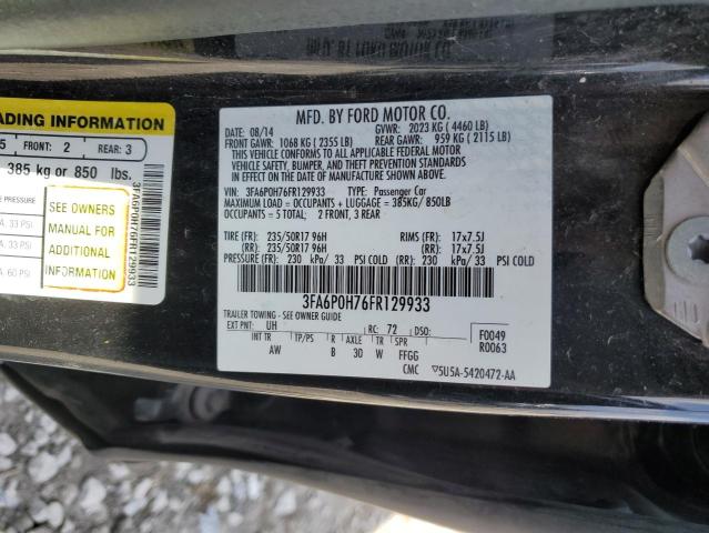 2015 Ford Fusion Se VIN: 3FA6P0H76FR129933 Lot: 45774814