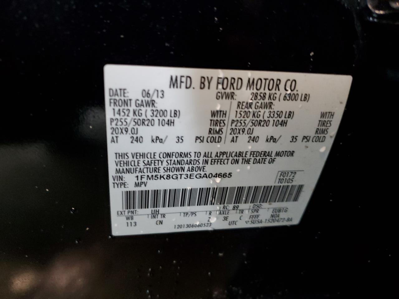 1FM5K8GT3EGA04665 2014 Ford Explorer Sport