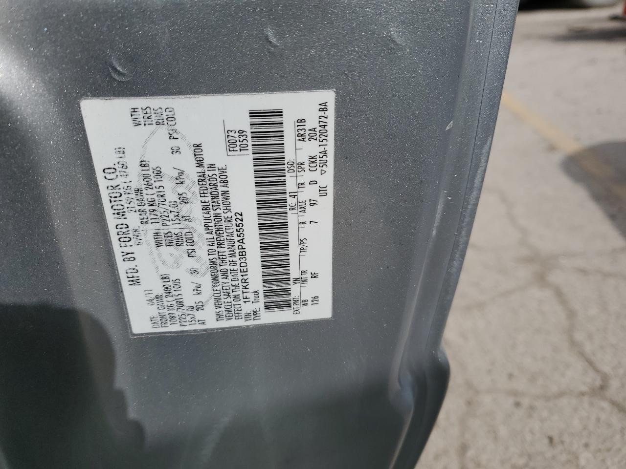 1FTKR1ED3BPA55522 2011 Ford Ranger Super Cab