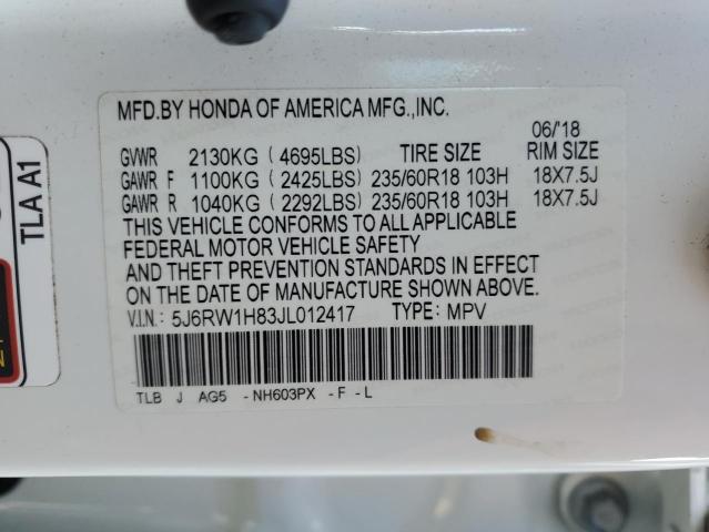 2018 HONDA CR-V EXL - 5J6RW1H83JL012417
