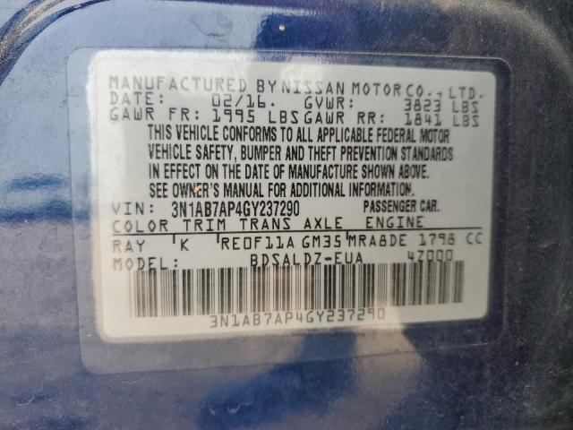 2016 NISSAN SENTRA S - 3N1AB7AP4GY237290