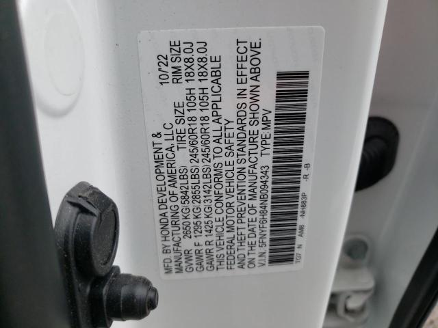 2022 HONDA PILOT TRAI 5FNYF6H84NB094343