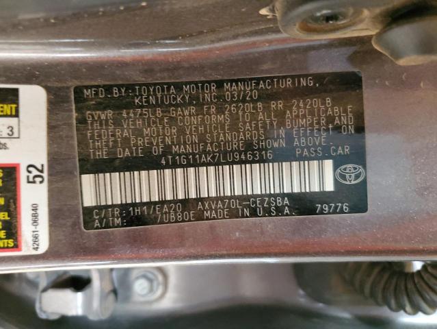 2020 TOYOTA CAMRY SE - 4T1G11AK7LU946316