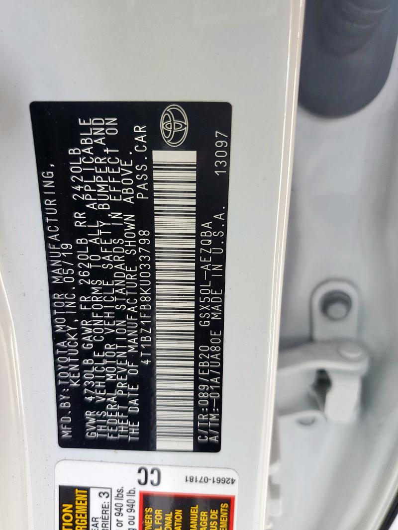 2019 TOYOTA AVALON XLE - 4T1BZ1FB8KU033798