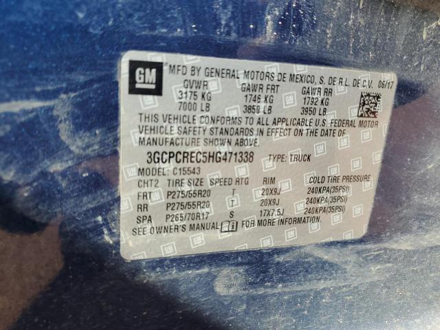 2017 CHEVROLET SILVERADO - 3GCPCREC5HG471338