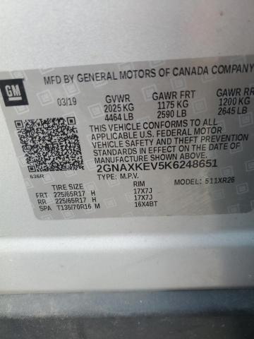 2019 CHEVROLET EQUINOX LT - 2GNAXKEV5K6248651