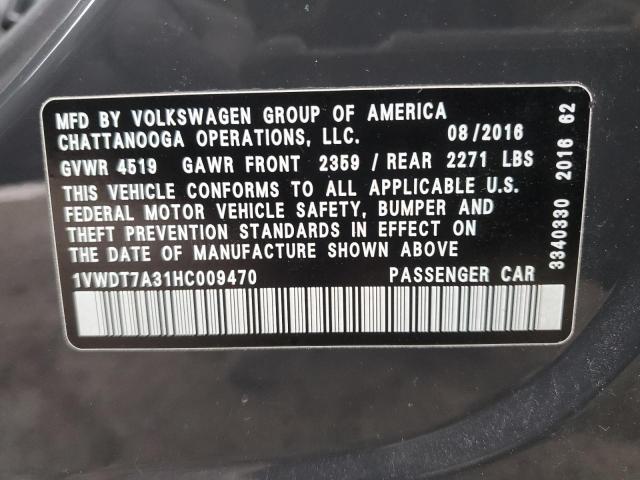 2017 VOLKSWAGEN PASSAT R-L - 1VWDT7A31HC009470