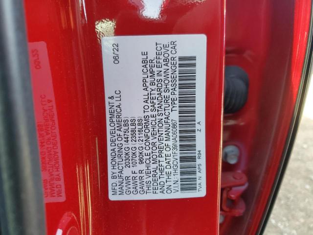 2022 HONDA ACCORD SED - 1HGCV1F39NA060867