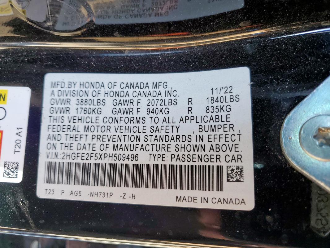 2023 HONDA CIVIC SPOR - 2HGFE2F5XPH509496