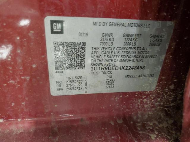 2019 GMC SIERRA K15 - 1GTR9DED4KZ248458