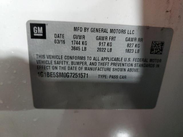 2016 CHEVROLET CRUZE LT - 1G1BE5SM0G7251571