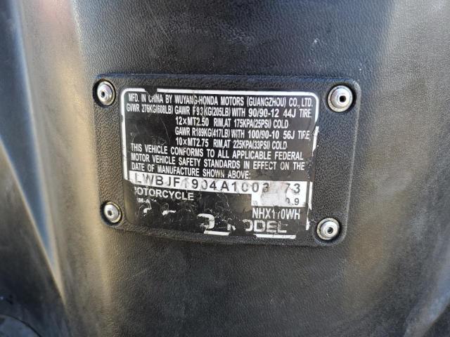 2010 HONDA NHX110 LWBJF1904A1003173