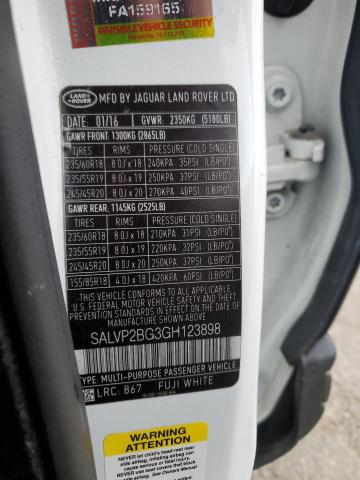 2016 LAND ROVER RANGE ROVE - SALVP2BG3GH123898