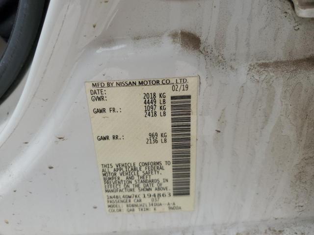 2019 NISSAN ALTIMA SV - 1N4BL4DW7KC194863