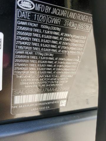 2021 LAND ROVER RANGE ROVE - SALGS2RU7MA427968