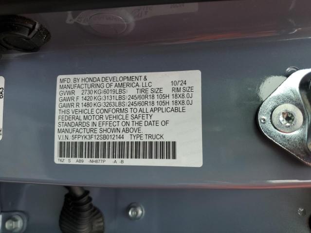 2025 HONDA RIDGELINE 5FPYK3F12SB012144