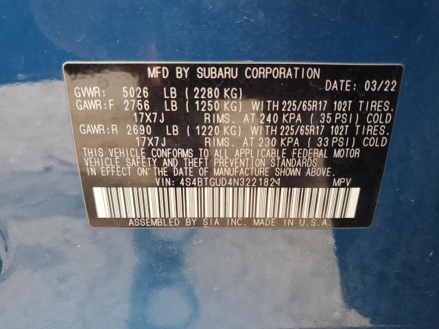 2022 SUBARU OUTBACK WI 4S4BTGUD4N3221821