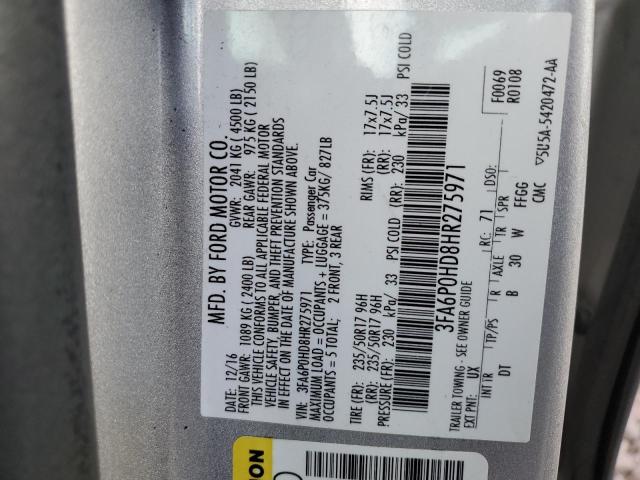 2017 FORD FUSION - 3FA6P0HD8HR275971