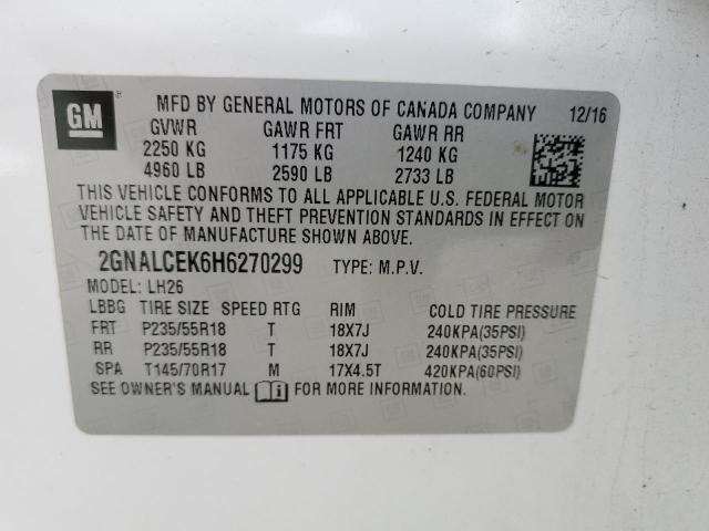 2017 CHEVROLET EQUINOX LT - 2GNALCEK6H6270299