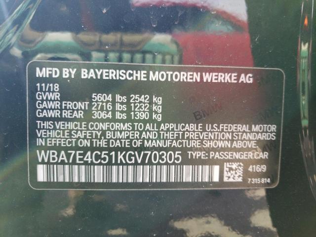 2019 BMW 740 XI - WBA7E4C51KGV70305