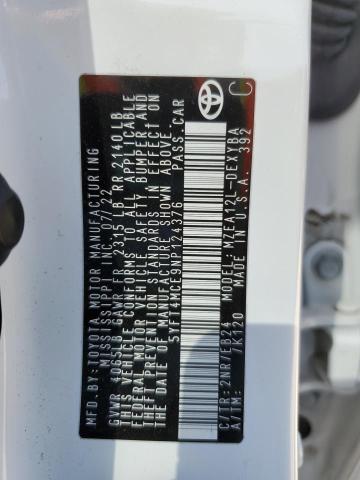 2022 TOYOTA COROLLA XS - 5YFT4MCE9NP124376