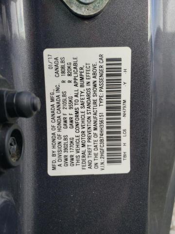 2017 HONDA CIVIC EXL - 2HGFC3B74HH356151