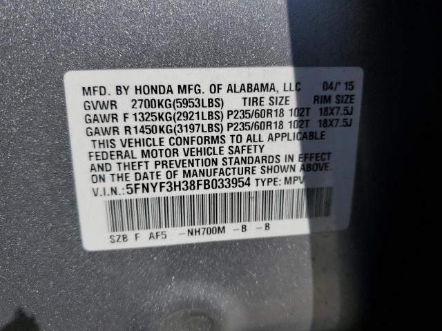 2015 HONDA PILOT SE 5FNYF3H38FB033954